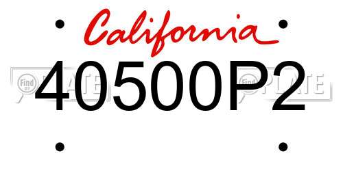 40500P2 California License Plate