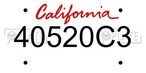 40520C3 California License Plate