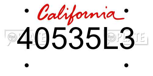 40535L3 California License Plate