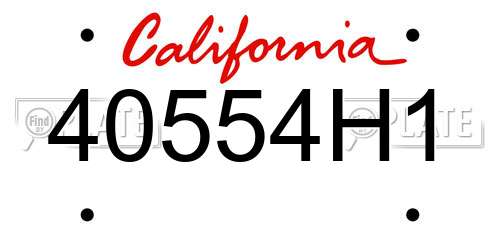40554H1 California License Plate