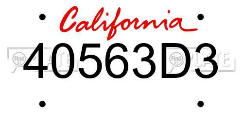 40563D3 California License Plate