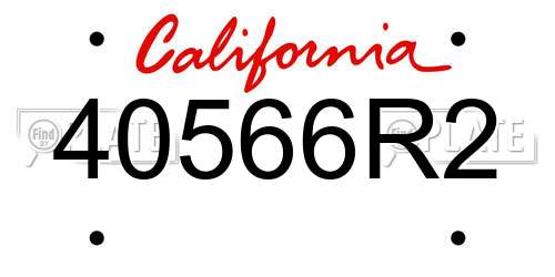 40566R2 California License Plate