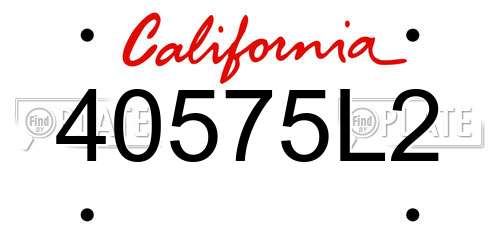 40575L2 California License Plate