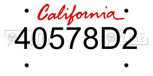 40578D2 California License Plate