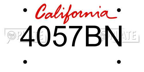 4057BN California License Plate
