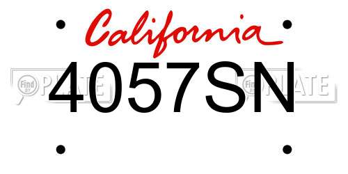 4057SN California License Plate