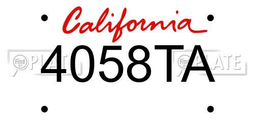 4058TA California License Plate