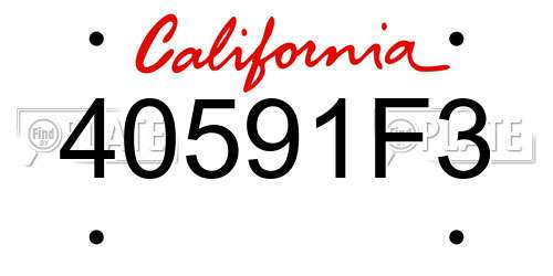 40591F3 California License Plate