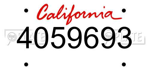4059693 California License Plate