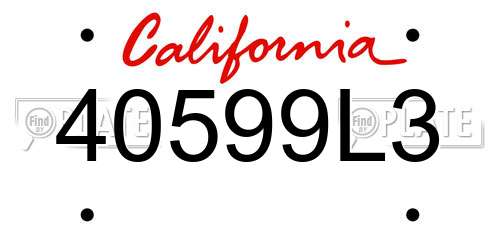40599L3 California License Plate