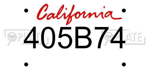 405B74 California License Plate