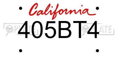 405BT4 California License Plate
