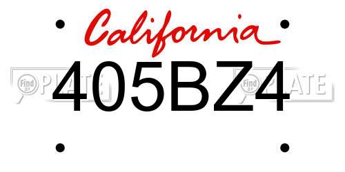 405BZ4 California License Plate