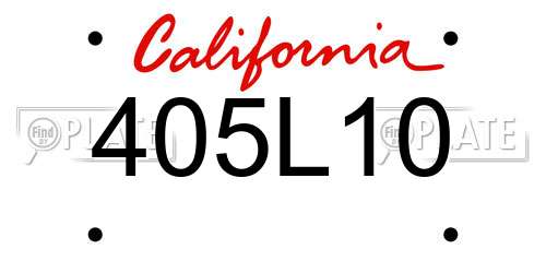 405L10 California License Plate