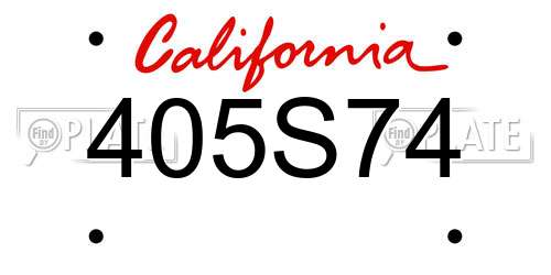 405S74 California License Plate