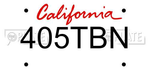 405TBN California License Plate