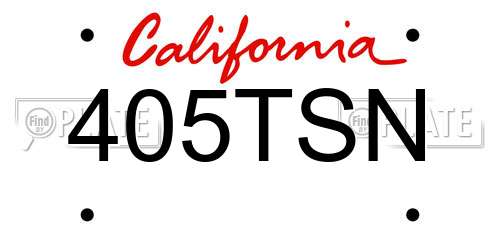 405TSN California License Plate