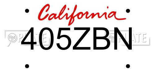 405ZBN California License Plate
