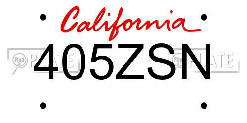 405ZSN California License Plate