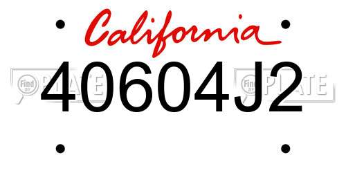 40604J2 California License Plate