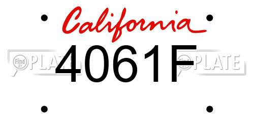 4061F California License Plate