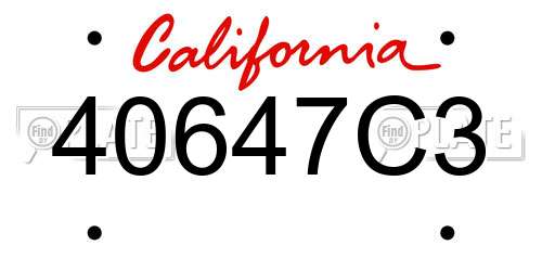 40647C3 California License Plate