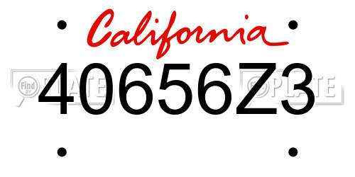 40656Z3 California License Plate