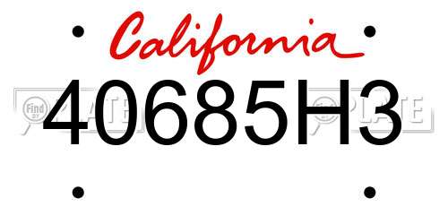 40685H3 California License Plate
