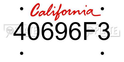 40696F3 California License Plate
