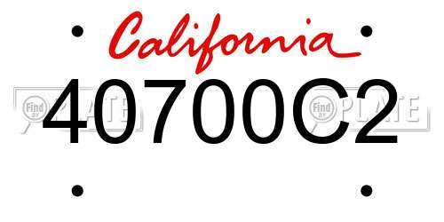 40700C2 California License Plate