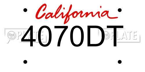 4070DT California License Plate