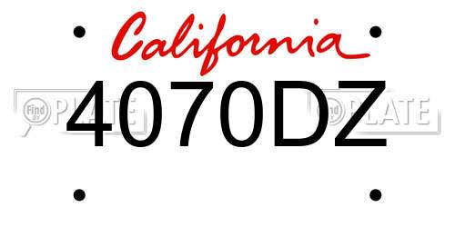 4070DZ California License Plate