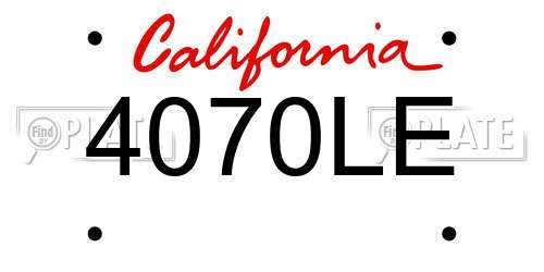 4070LE California License Plate