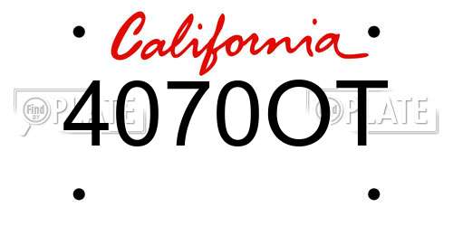 4070OT California License Plate