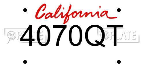 4070QT California License Plate