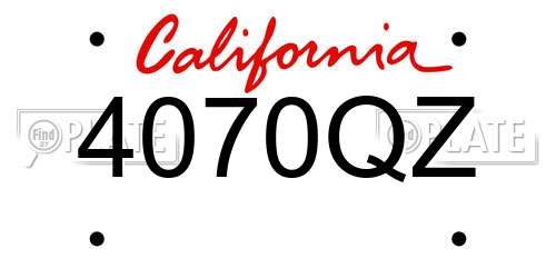 4070QZ California License Plate