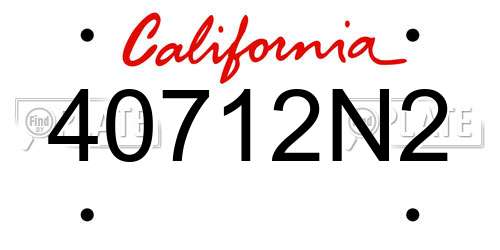 40712N2 California License Plate