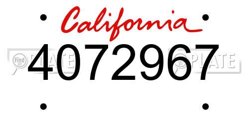 4072967 California License Plate