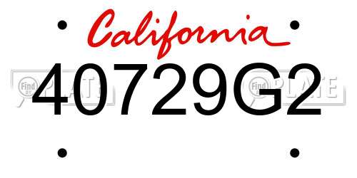 40729G2 California License Plate
