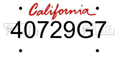 40729G7 California License Plate