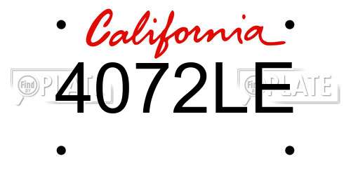 4072LE California License Plate