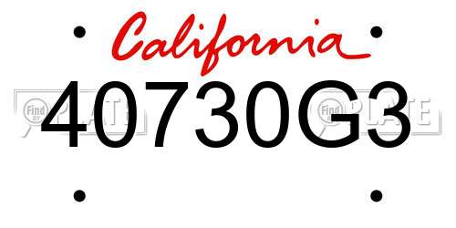 40730G3 California License Plate