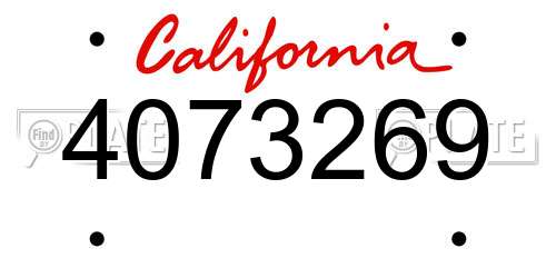 4073269 California License Plate