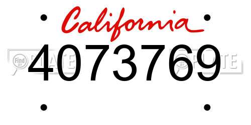 4073769 California License Plate