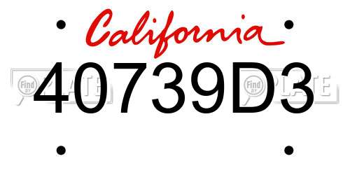 40739D3 California License Plate