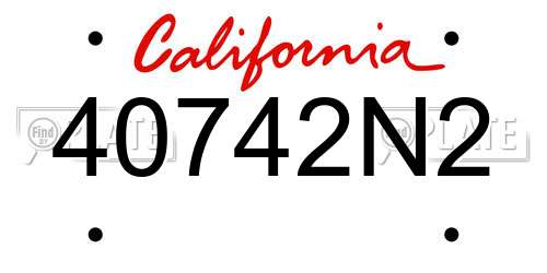 40742N2 California License Plate