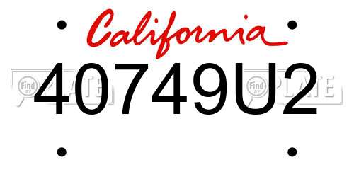 40749U2 California License Plate