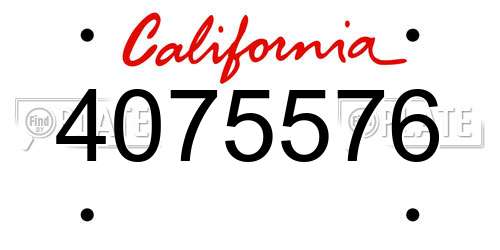 4075576 California License Plate