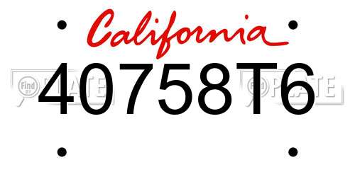 40758T6 California License Plate