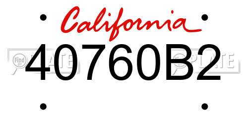 40760B2 California License Plate